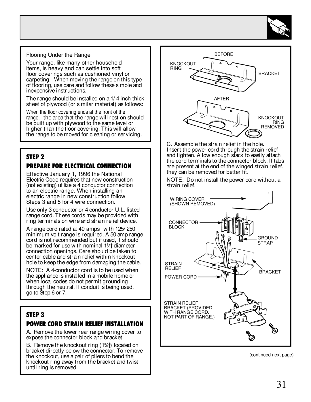 GE JBS03-4, JBC17, JBS17, JBS18, JBS30, JBS16 warranty Step 