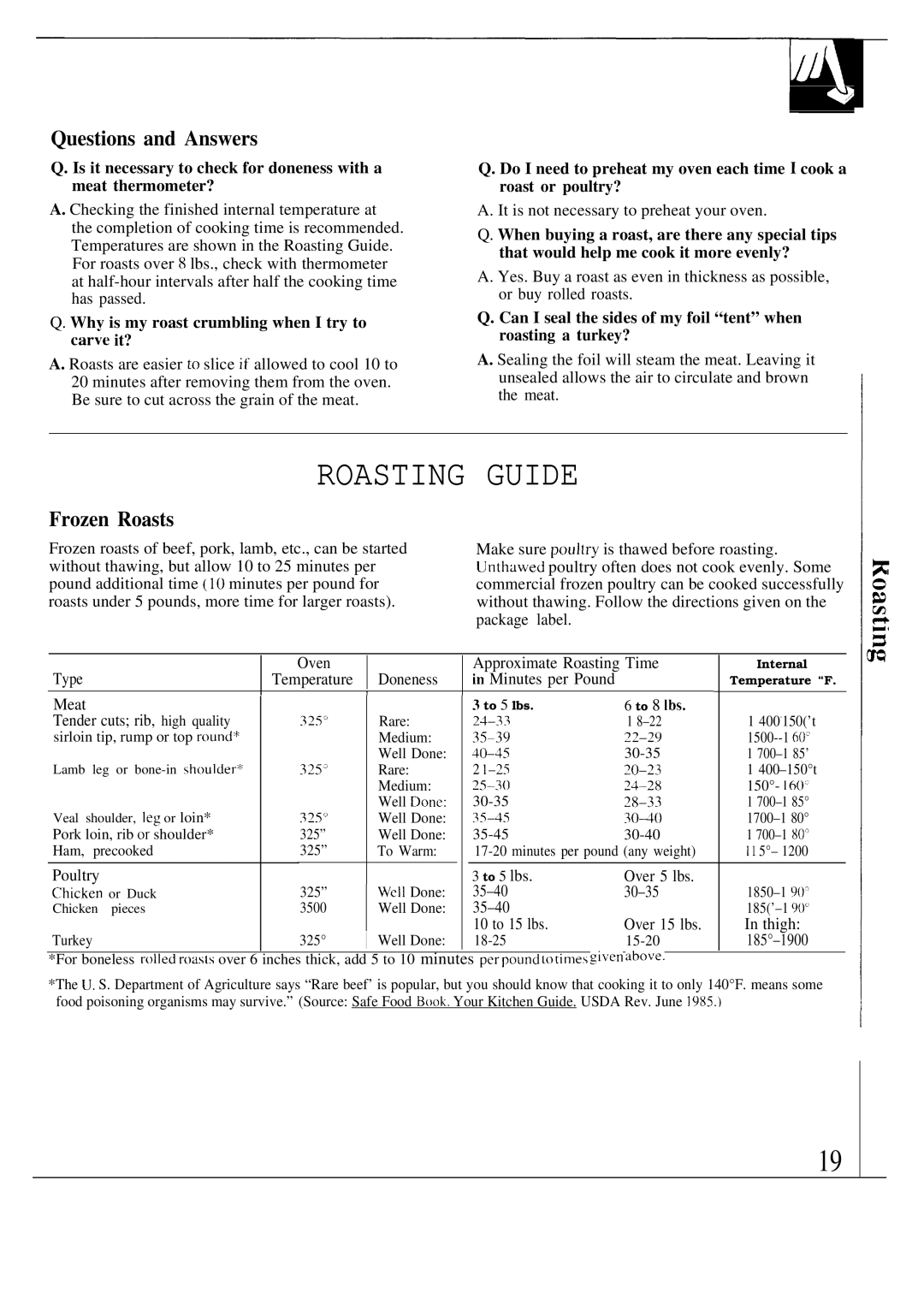 GE JBP20, JBP19, JBPA48 warranty Frozen Roasts, Whv is my roast crumbling when I try to care it? 