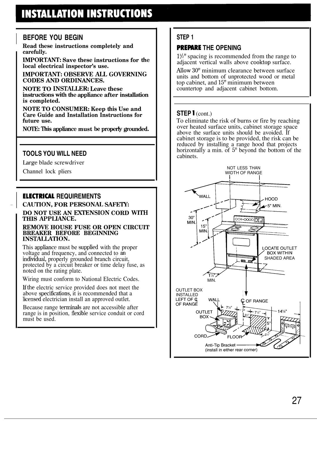 GE JBP24GP, JBP26GP, JBP26AP, JBP26WP, JBP22P, JBP22GP, JBP25GP warranty Before YOU Begin, ~ ~s appbce must be prope~ @undd 