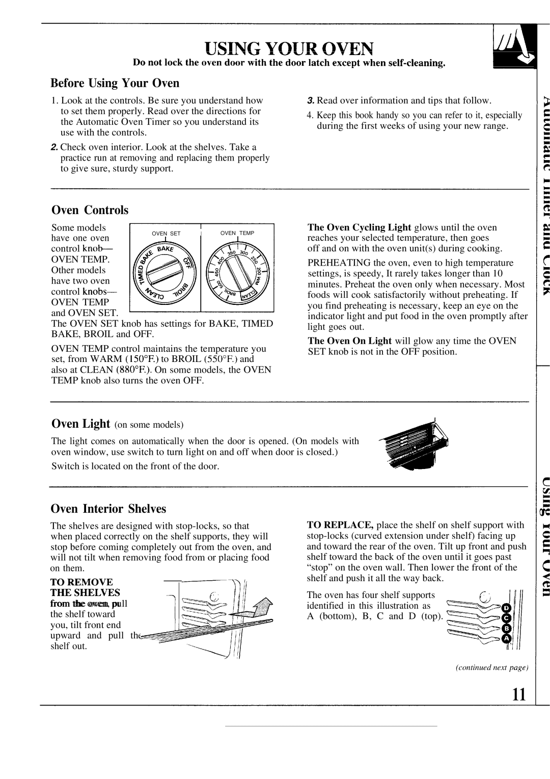 GE JBP26AR, JBP26GR, JBP25GR, JBP22R, JBP24GR, JBP22GR, JBP27GR Before Using Your Oven, Oven Controls, Oven Interior Shelves 