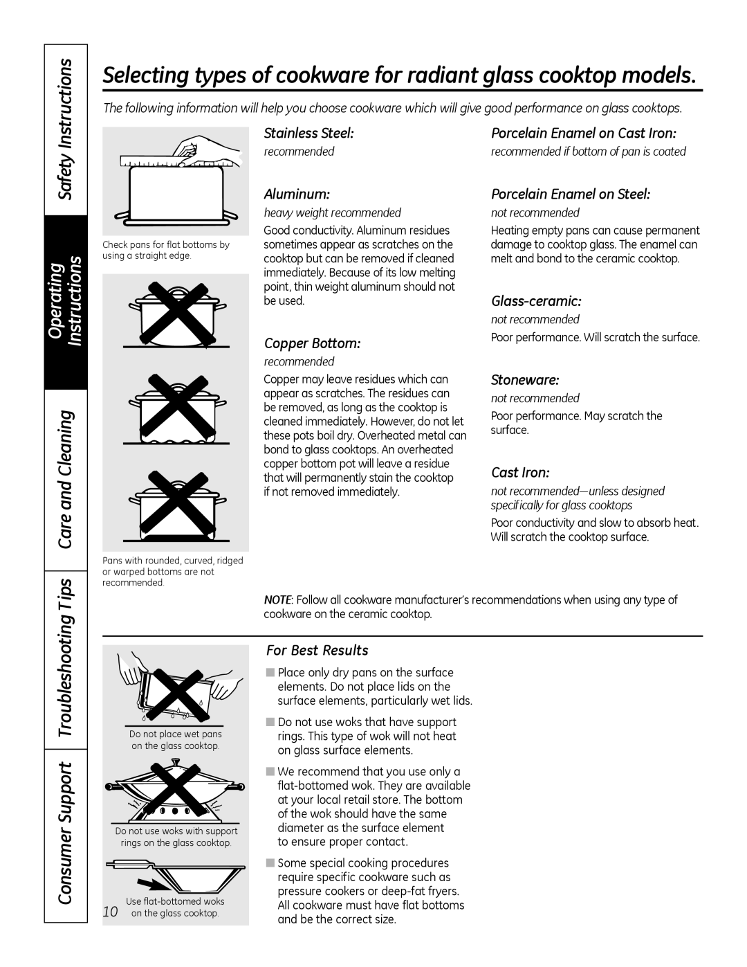 GE JBP28DRCC, 49-80591-2 owner manual Operating Instructions, Care and Cleaning, Tips, Consumer Support Troubleshooting 