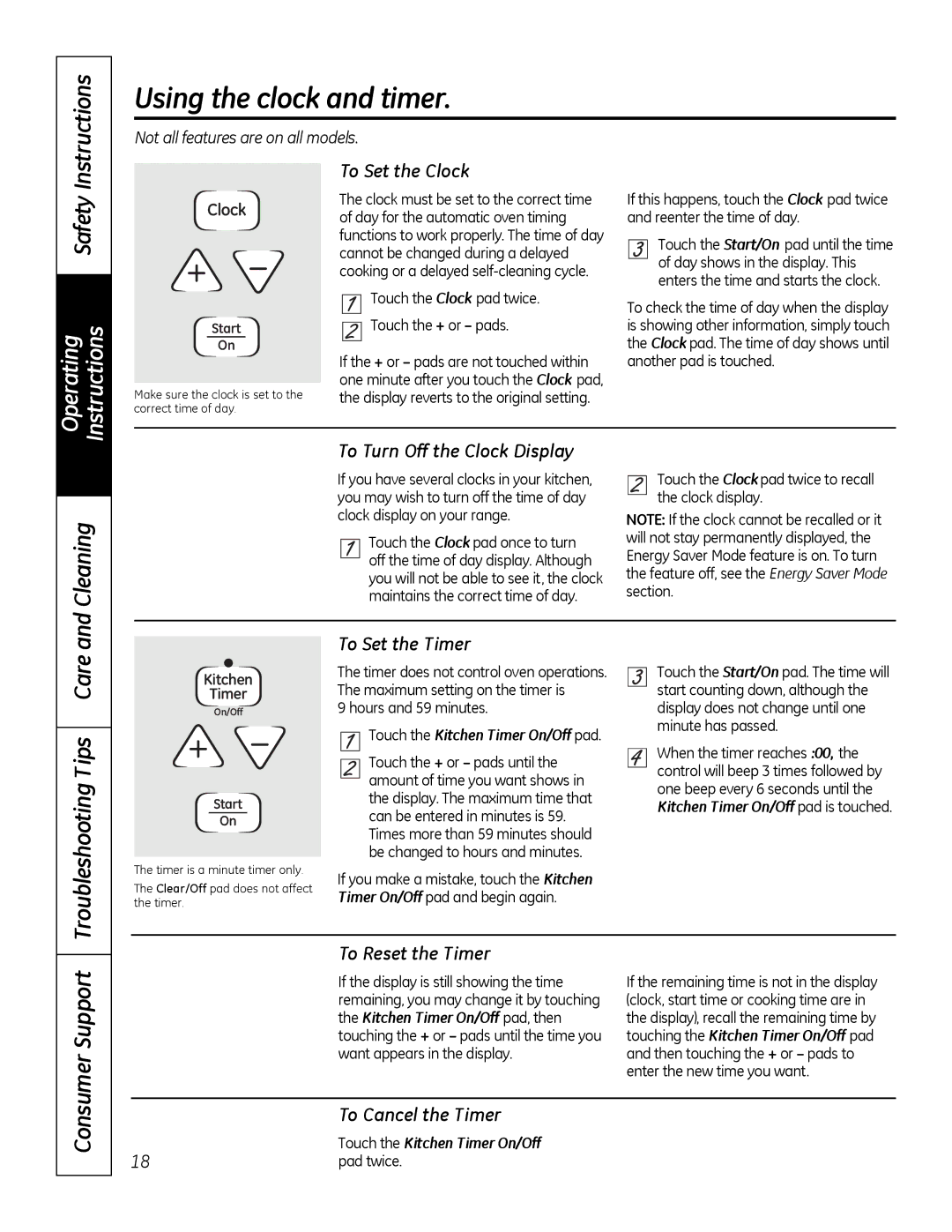 GE JBP28DRCC, 49-80591-2 owner manual Using the clock and timer, Troubleshooting Tips Care, Support 