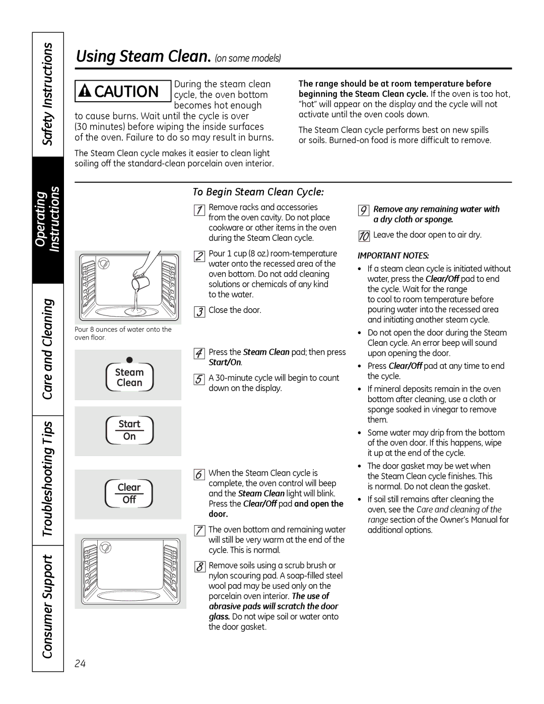 GE JBP28DRCC, 49-80591-2 owner manual Using Steam Clean. on some models, To Begin Steam Clean Cycle, During the steam clean 