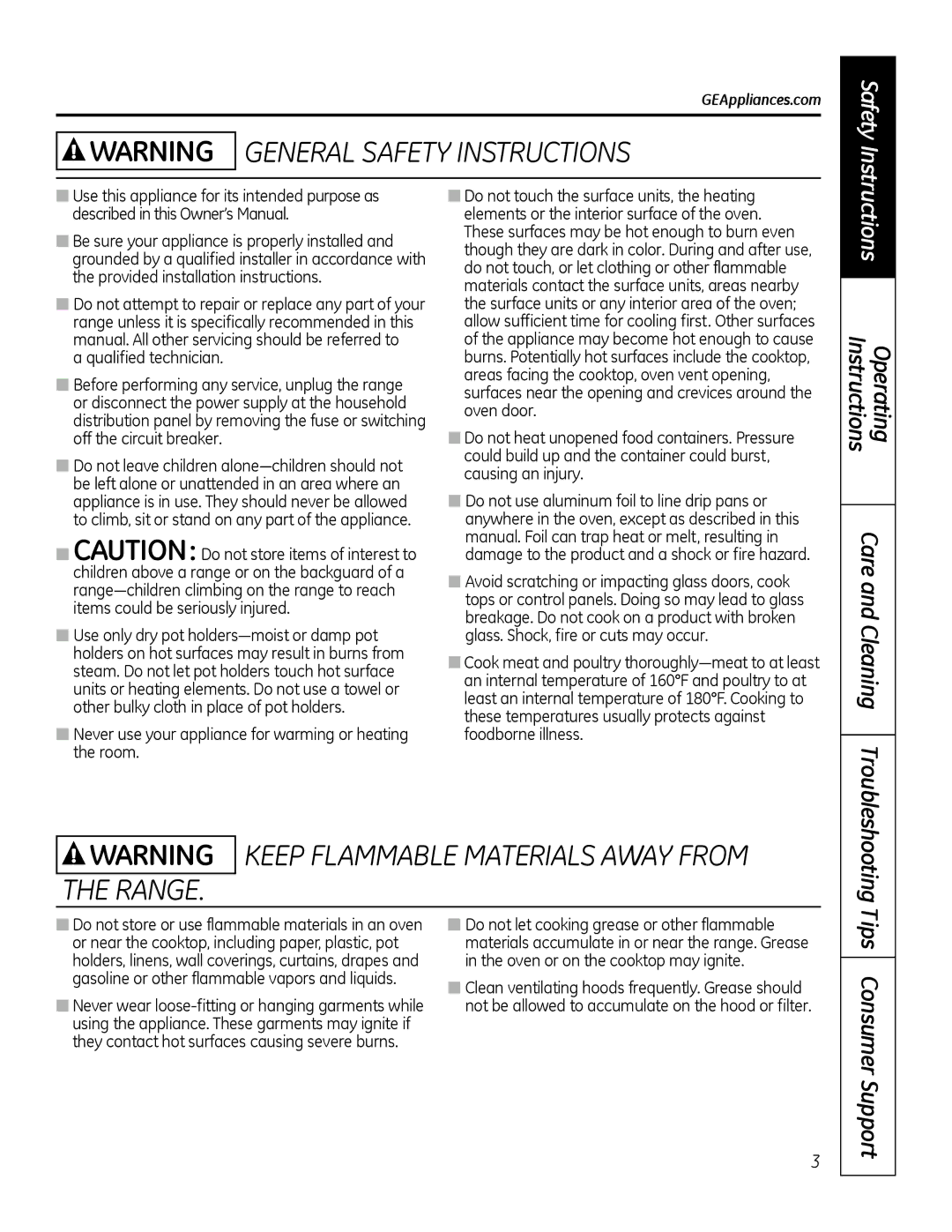 GE 49-80591-2, JBP28DRCC owner manual Safety, Tips Consumer Support, GEAppliances.com 