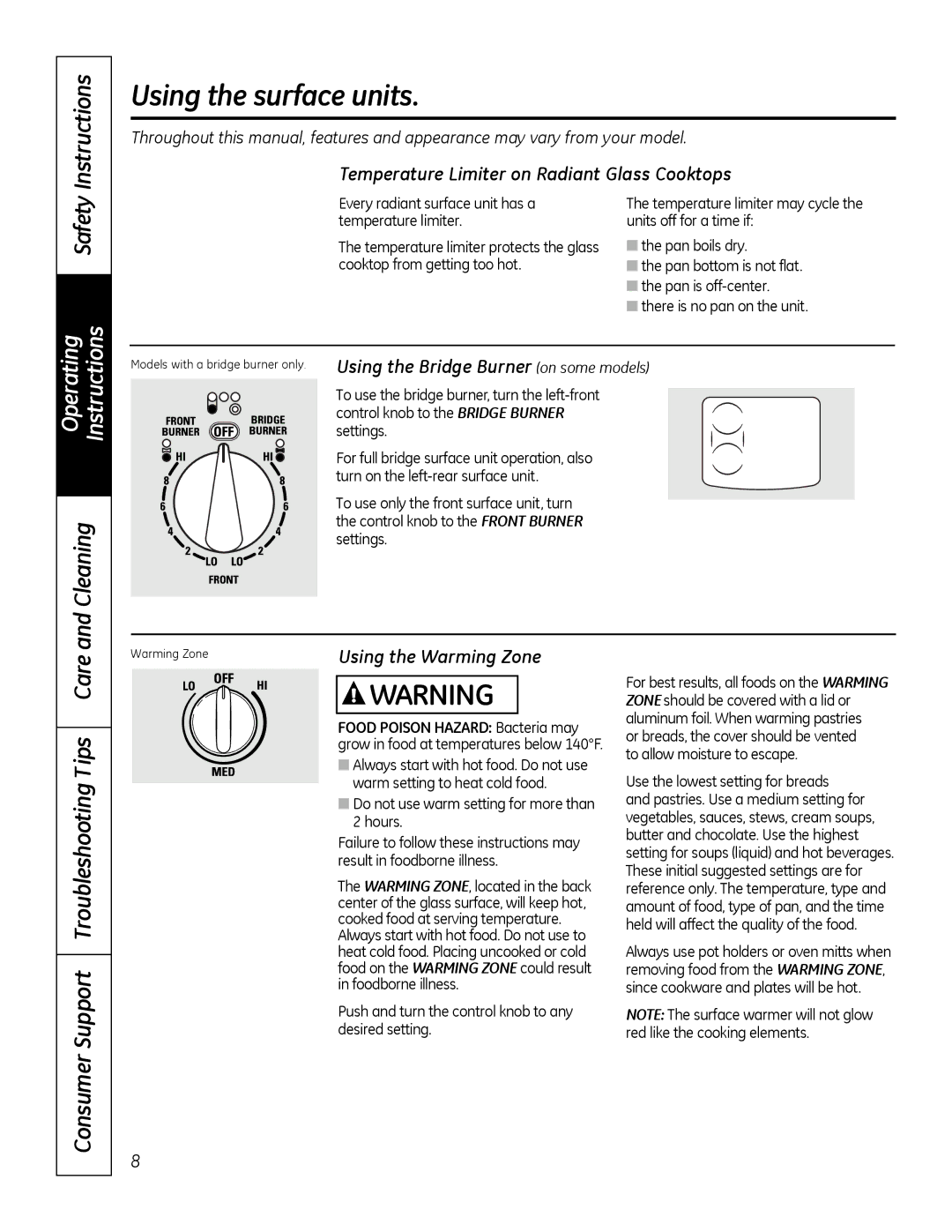 GE JBP28DRCC, 49-80591-2 owner manual Using the surface units, Instructions, Safety 