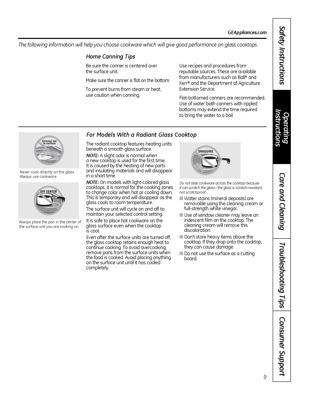 GE 49-80591-2, JBP28DRCC owner manual Care and Cleaning Troubleshooting Tips Consumer Support, Home Canning Tips 