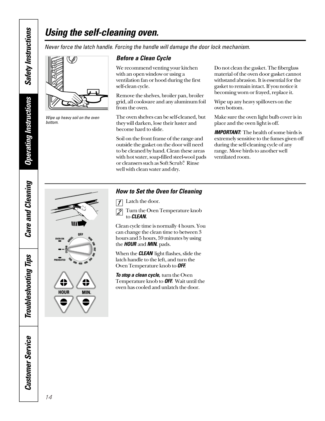 GE JBP30, JBP26 Using the self-cleaning oven, Instructions, Customer Service Troubleshooting Tips Care and Cleaning 