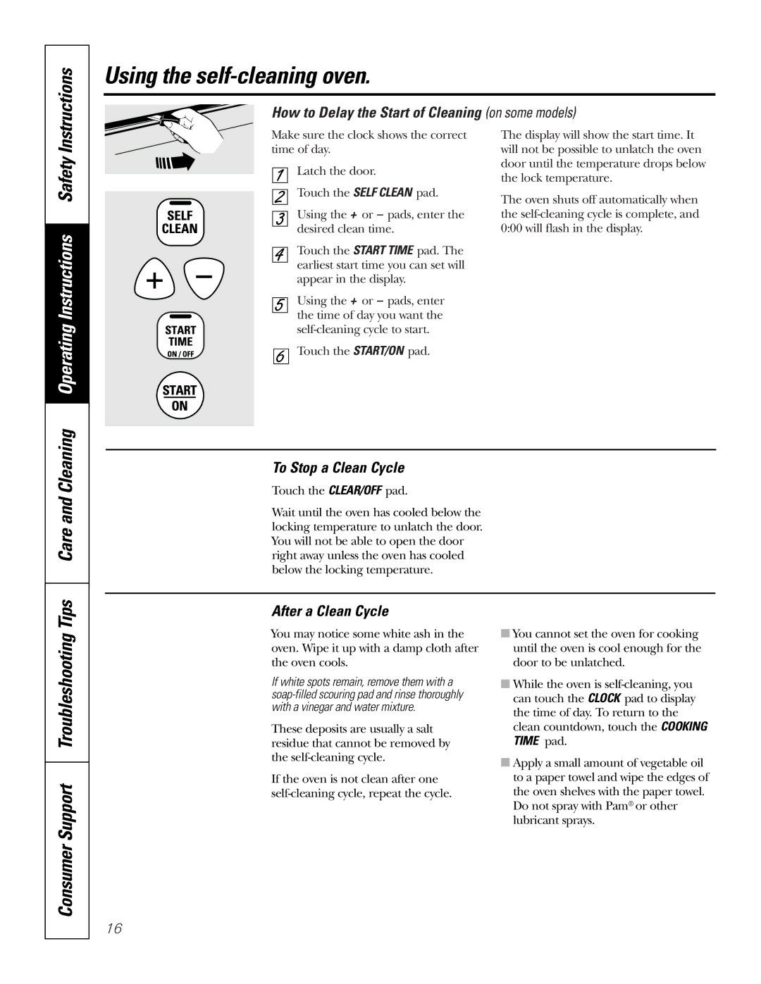 GE JBP35, JBP27, JBP24, JBP25 How to Delay the Start of Cleaning on some models, To Stop a Clean Cycle, After a Clean Cycle 