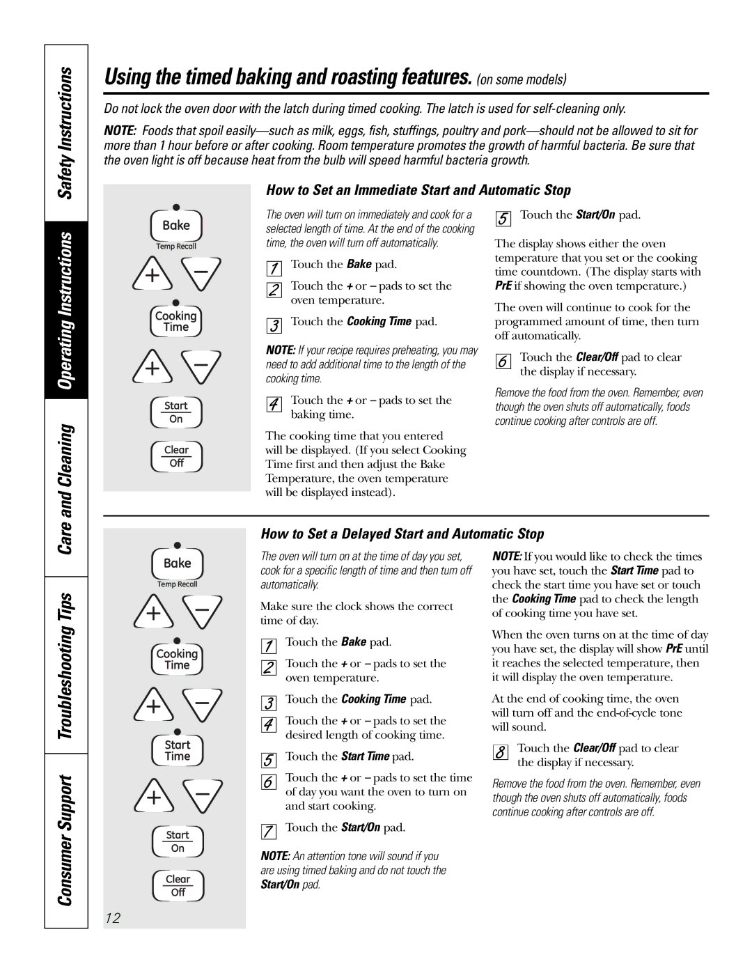 GE JBP35SMSS owner manual Safety Instructions, How to Set an Immediate Start and Automatic Stop 