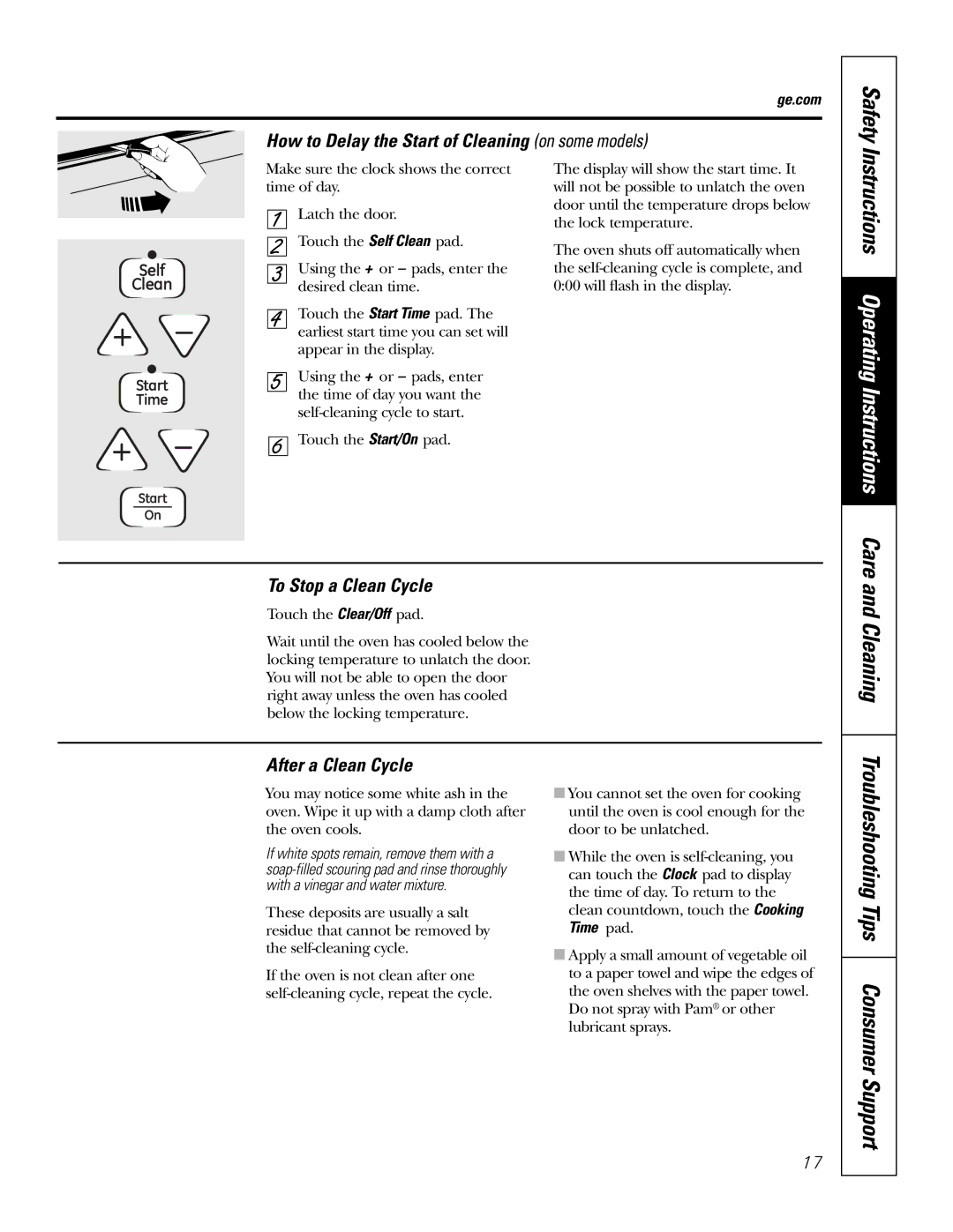 GE JBP35SMSS owner manual How to Delay the Start of Cleaning on some models, To Stop a Clean Cycle, After a Clean Cycle 