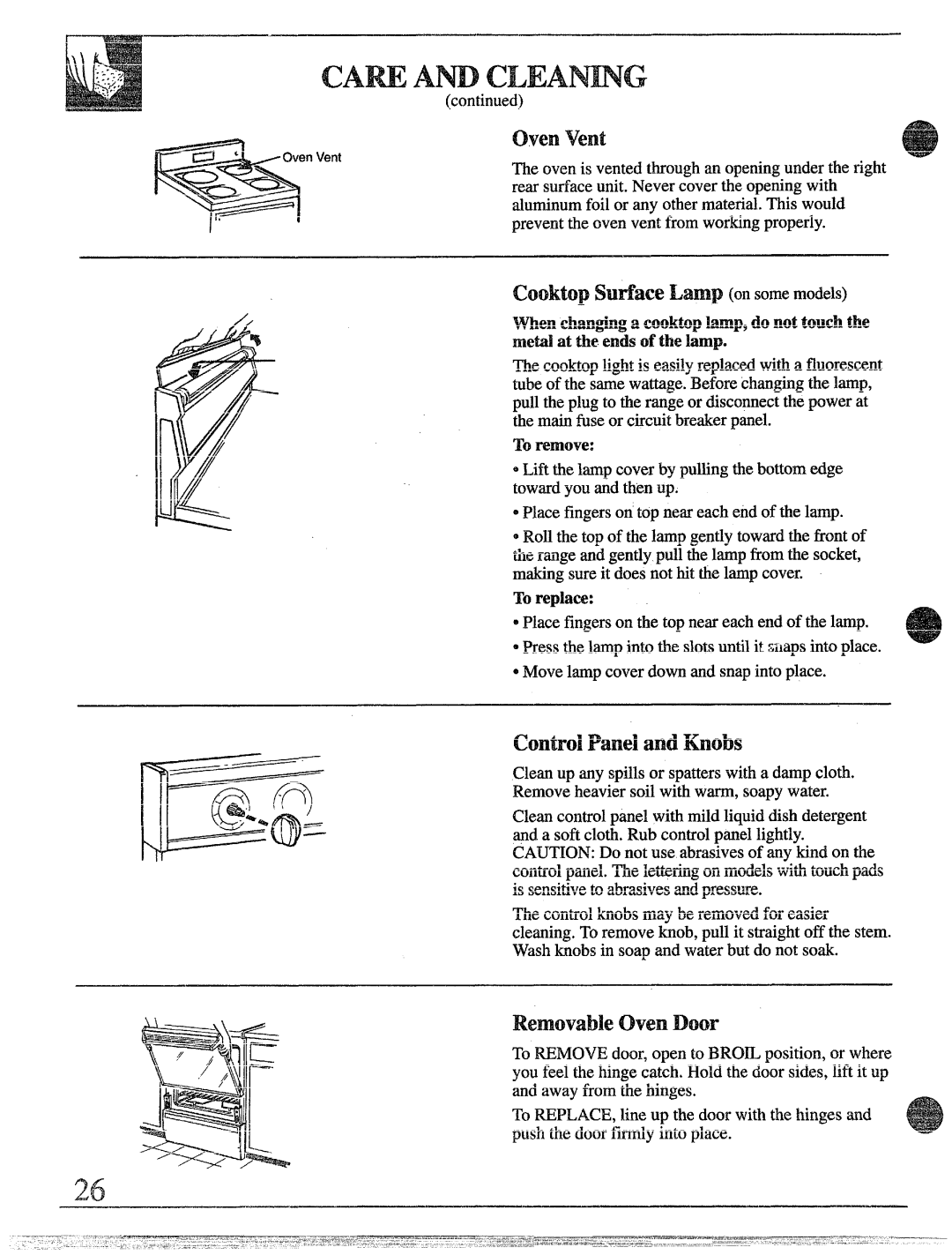 GE JBP55GR, JBP45GR, JBP56GR manual Ownvent, OvenDoor, Contrd Paneland Knobs, To replace 