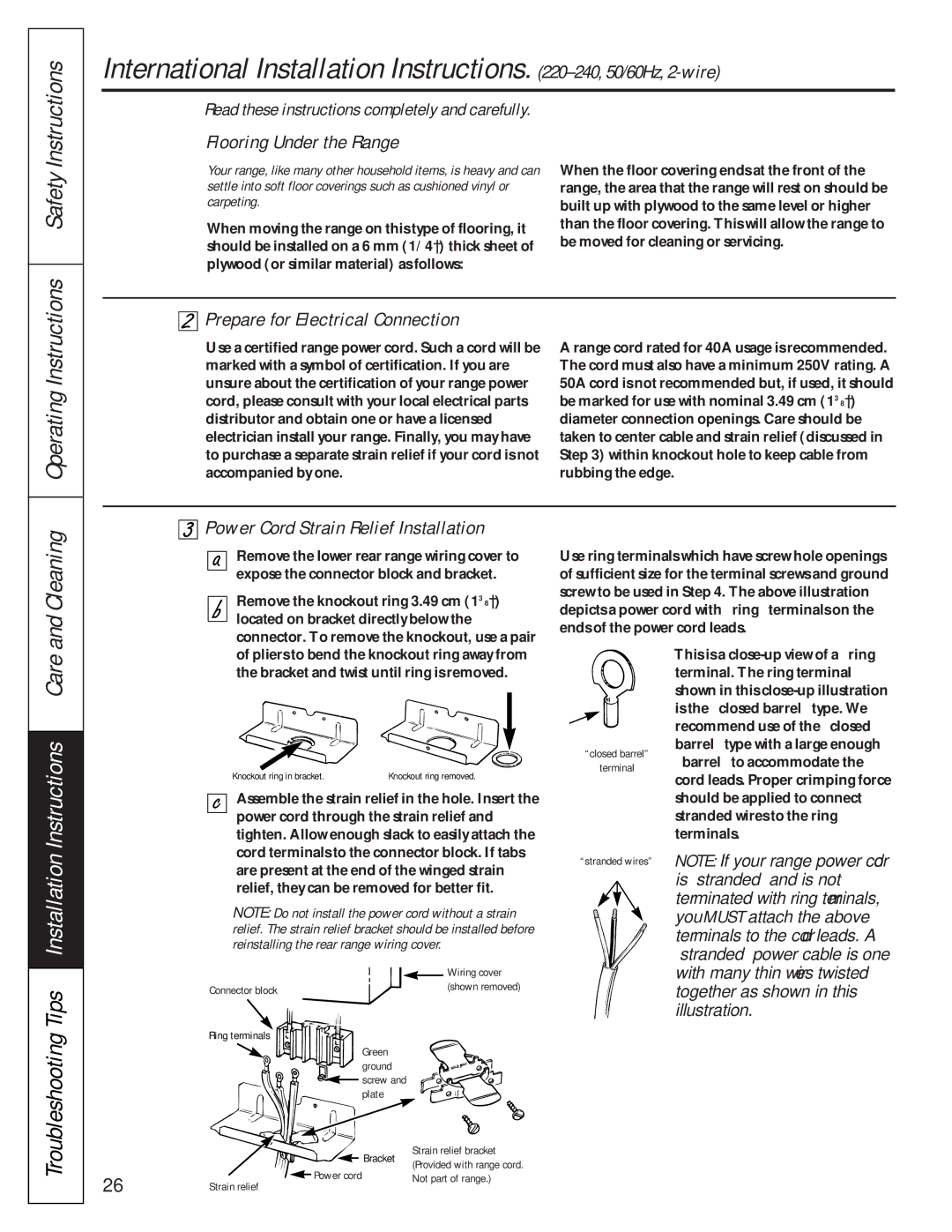 GE JBP76WI, JBP46WI, JBS07PI, 49-8830-1A, 164D3333P072 owner manual Operating, Cleaning, Troubleshooting Tips Installation 