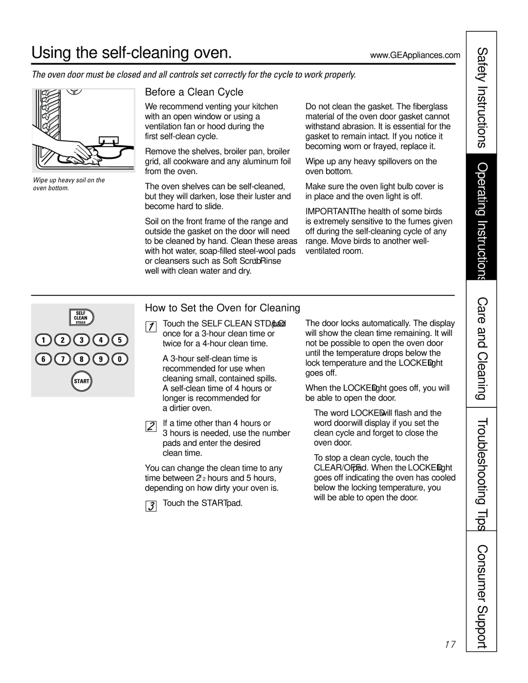 GE JBP48 owner manual Using the self-cleaning oven, Instructions Operating Instructions, Before a Clean Cycle 