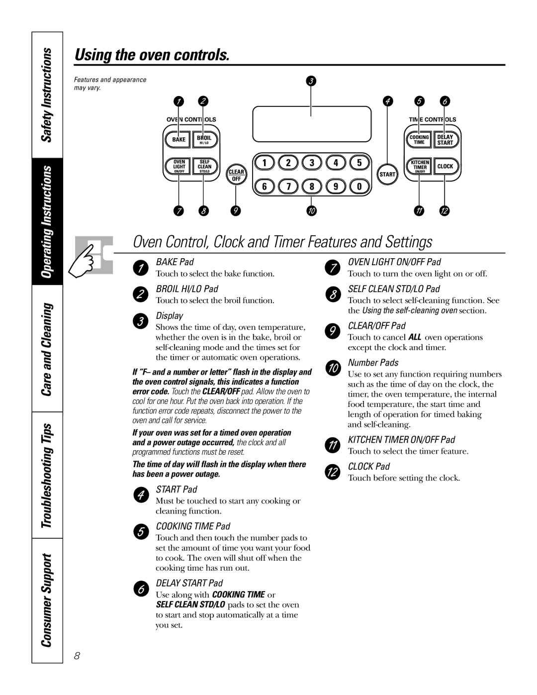 GE JBP48 owner manual Using the oven controls, Operating Instructions Safety Instructions 