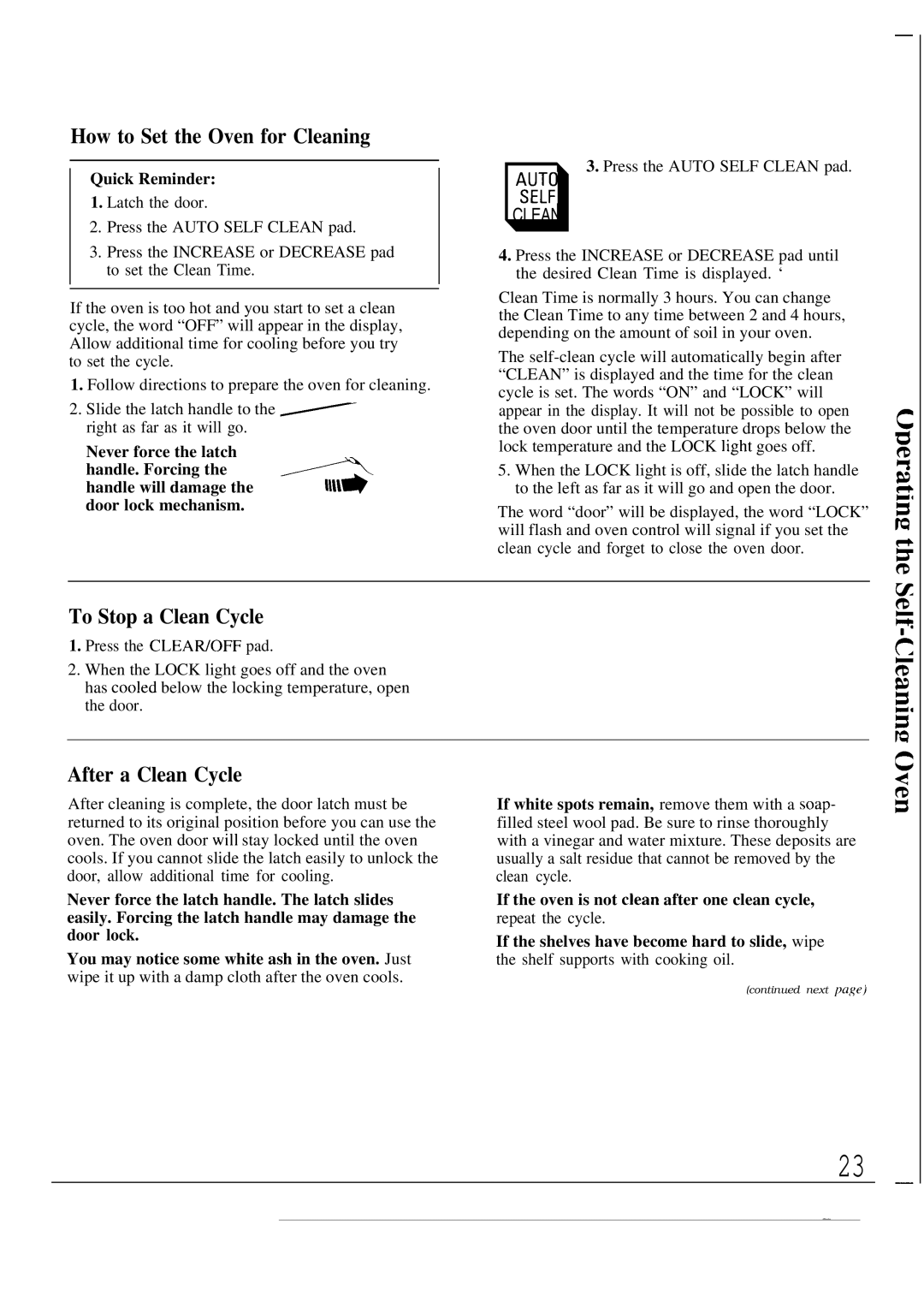 GE JBP56, JBP55 operating instructions How to Set the Oven for Cleaning, To Stop a Clean Cycle, After a Clean Cycle 