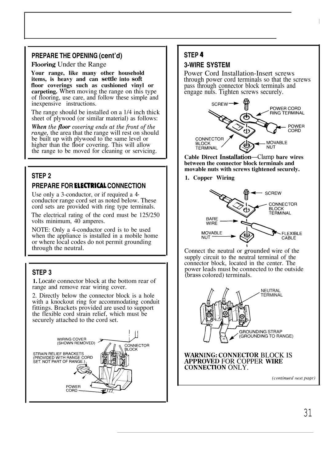 GE JBP56, JBP55 operating instructions Step Prepare for Electriul Connection 