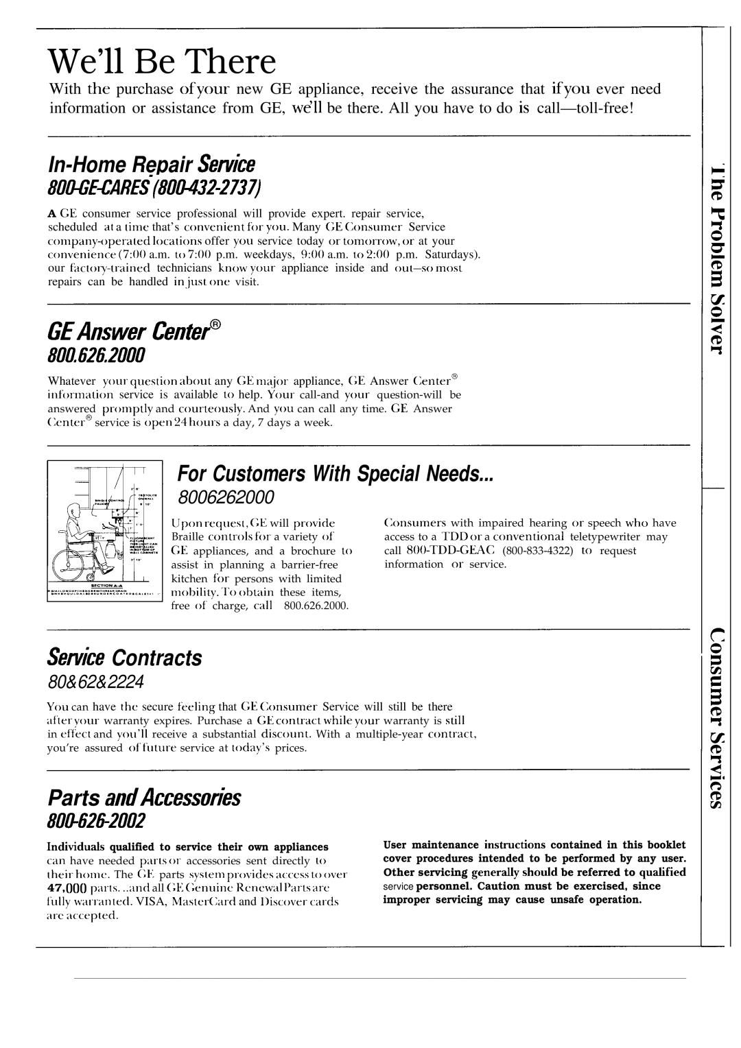 GE JBP56, JBP55 operating instructions We’ll Be There 