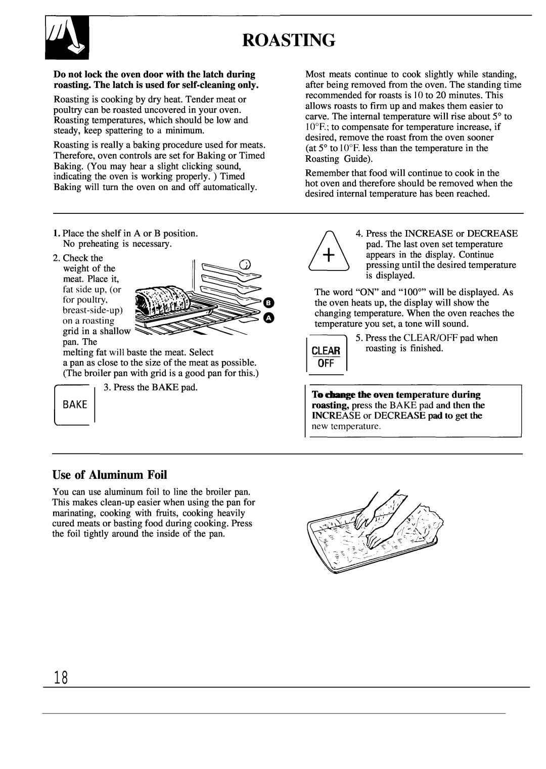GE JBP55, JBP56 operating instructions Roast~G, Use of Aluminum Foil 