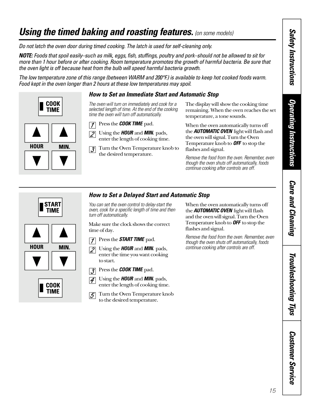 GE RB754, JBP61, RB756 manual Safety Instructions, How to Set an Immediate Start and Automatic Stop, Cleaning Troubleshooting 