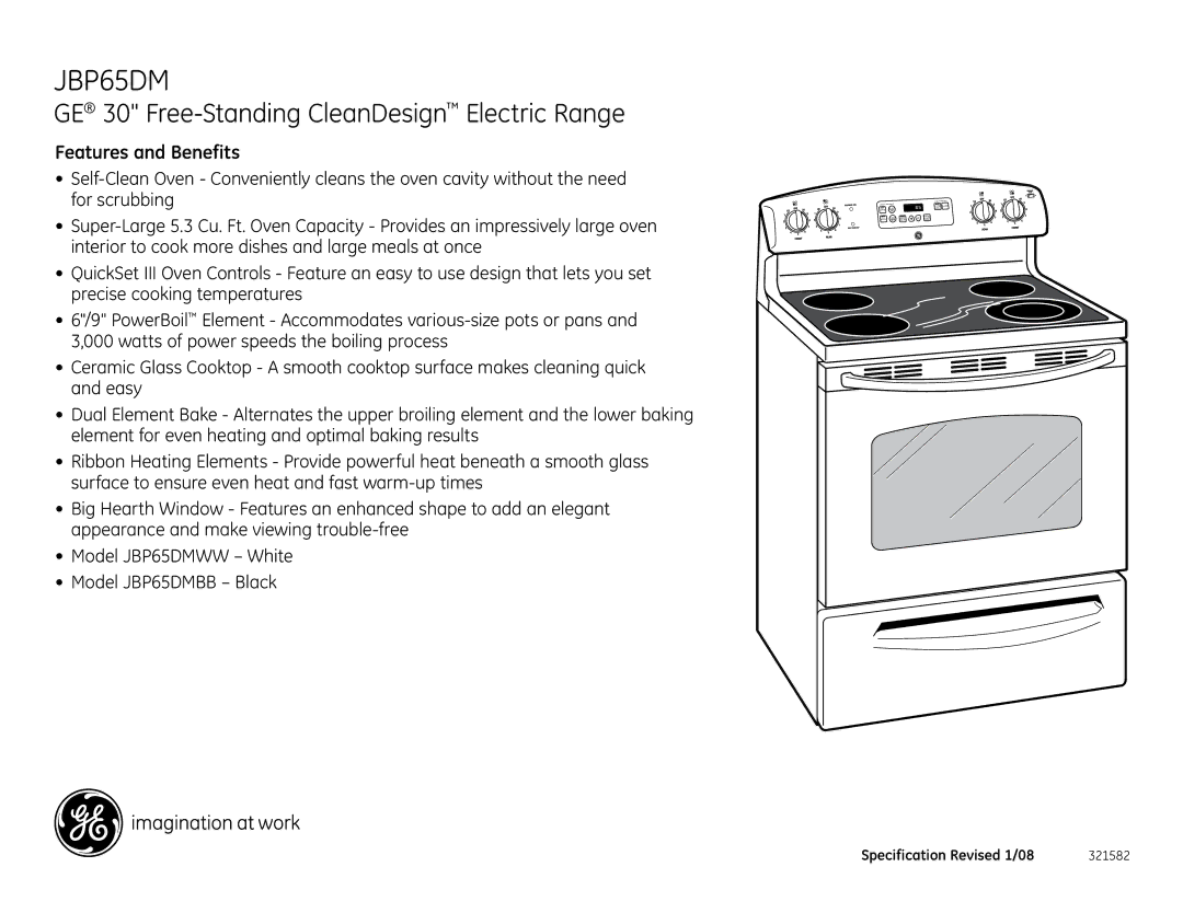 GE JBP65DM installation instructions Features and Benefits 