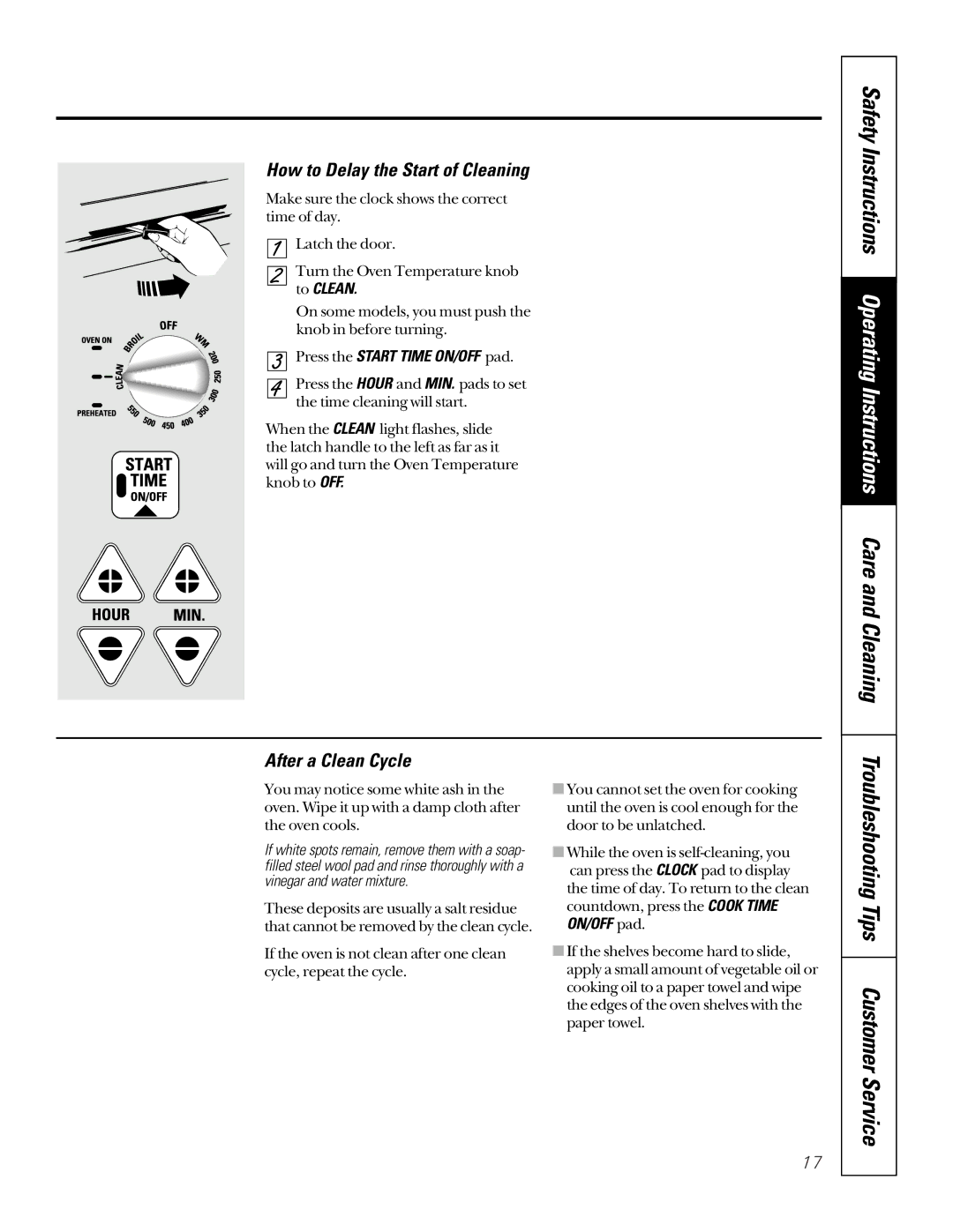 GE JBP65, JBP66, JBP78, JBP64 Troubleshooting Tips Customer Service, How to Delay the Start of Cleaning, After a Clean Cycle 