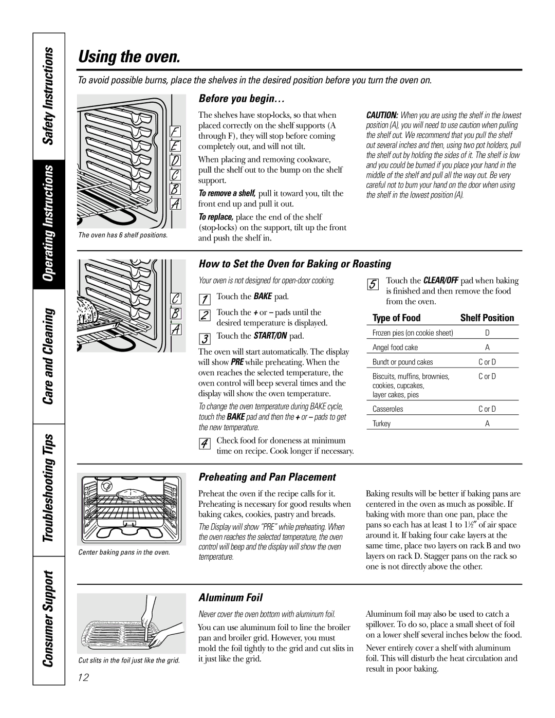 GE JBP69, JBP66, JBP78, JBP68, JBP67 owner manual Using the oven 