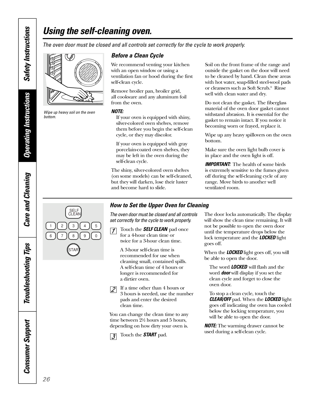 GE JBP74 owner manual Using the self-cleaning oven, Before a Clean Cycle, How to Set the Upper Oven for Cleaning 