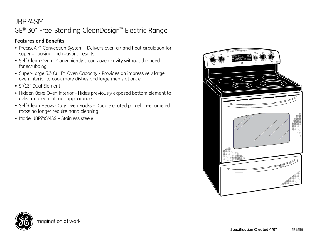 GE JBP74SMSS installation instructions Features and Benefits 