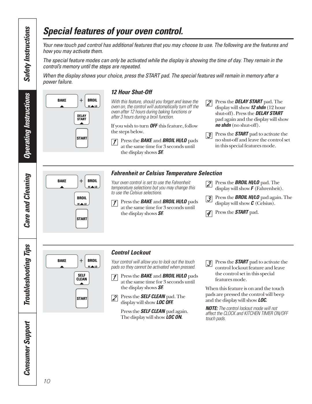 GE JBP79CBCC, JBP79BBBB, JBP79WBWW, JBP79ABAA Special features of your oven control, Safety Instructions, Care and Cleaning 