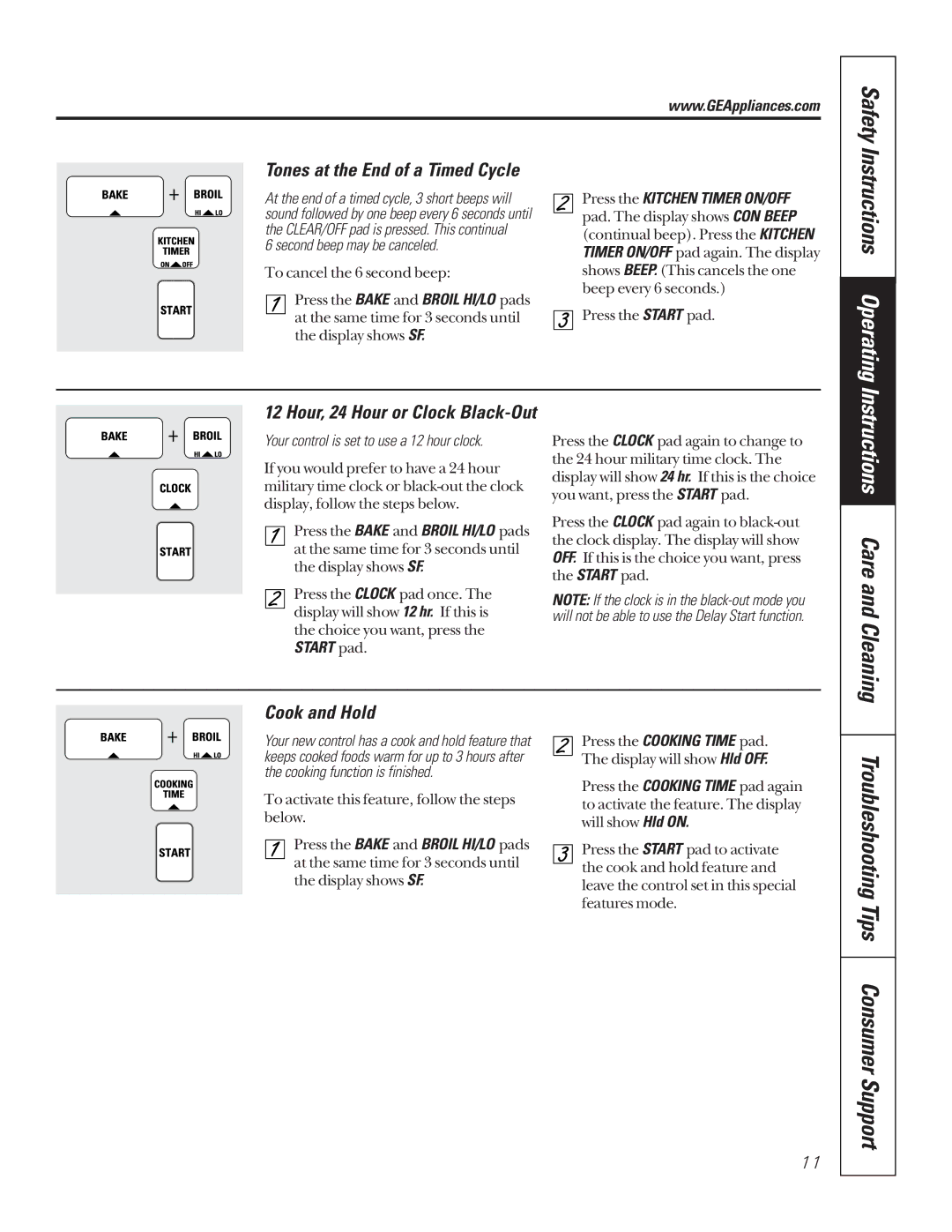 GE JBP79BBBB Instructions Operating, Instructions Care and Cleaning, Troubleshooting Tips Consumer Support, Cook and Hold 