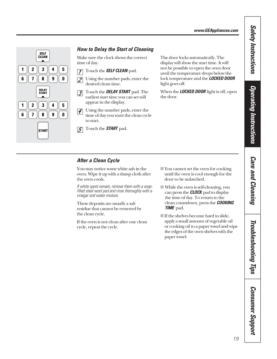 GE JBP79SDSS, JBP79CBCC, JBP79BBBB, JBP79WBWW, JBP79ABAA owner manual How to Delay the Start of Cleaning, After a Clean Cycle 