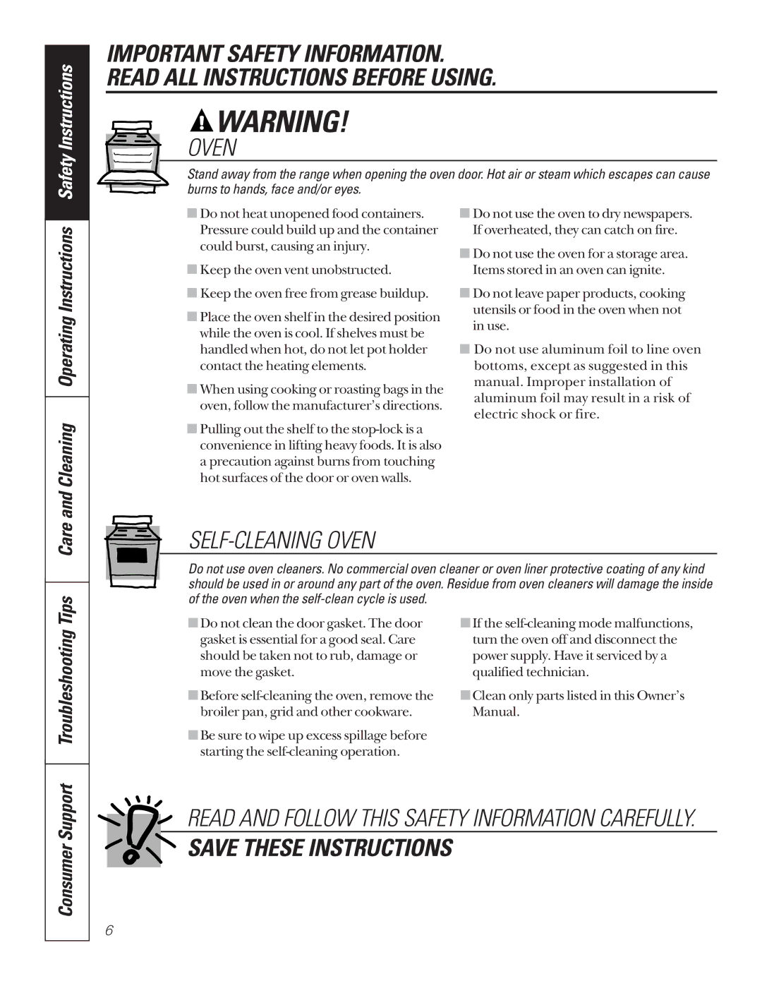 GE JBP79BBBB, JBP79CBCC, JBP79WBWW, JBP79ABAA, JBP79SDSS owner manual Tips Care, Consumer Support, Troubleshooting 