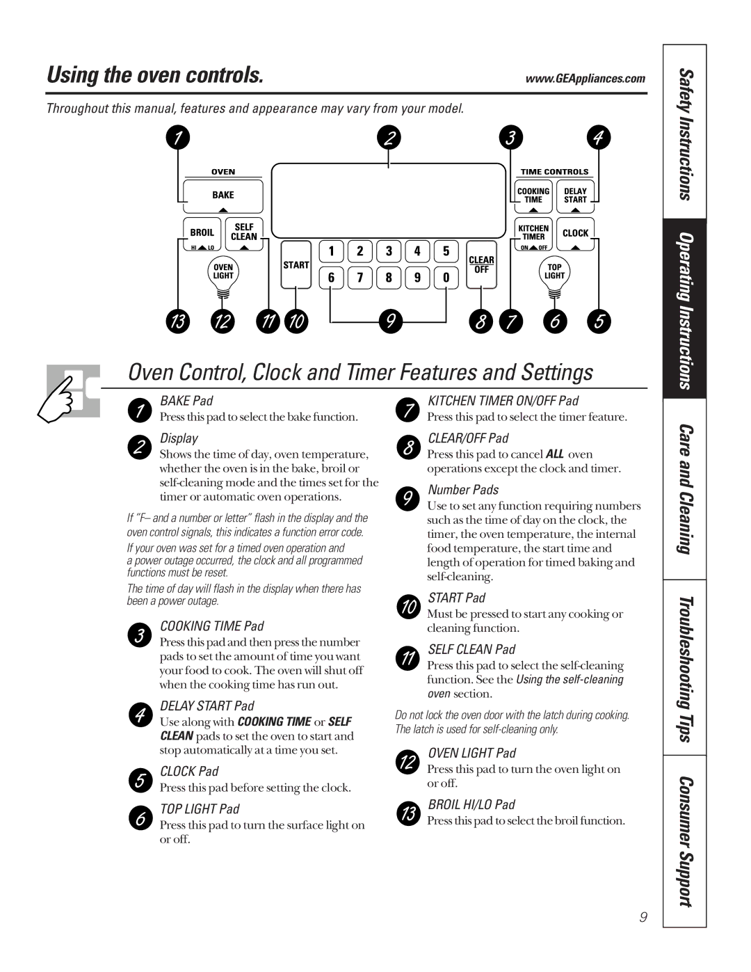 GE JBP79SDSS, JBP79CBCC, JBP79BBBB, JBP79WBWW Using the oven controls, Oven Control, Clock and Timer Features and Settings 