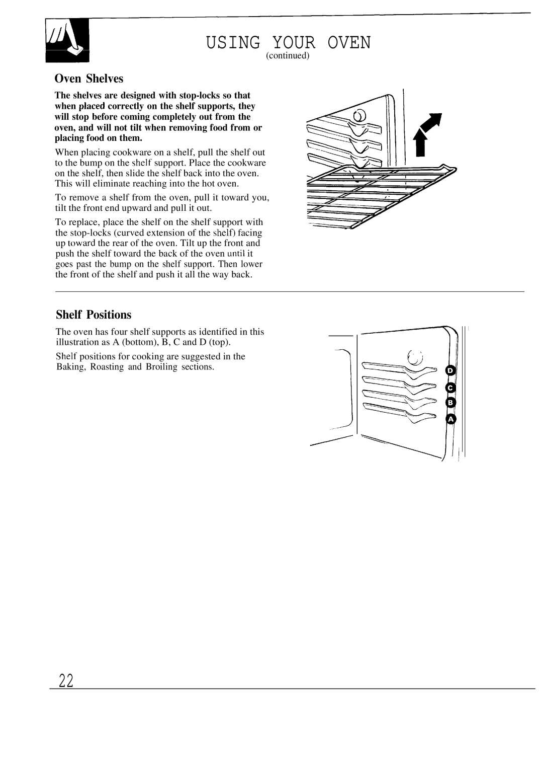 GE JBP80 warranty Using Your Oven, Oven Shelves, Shelf Positions 