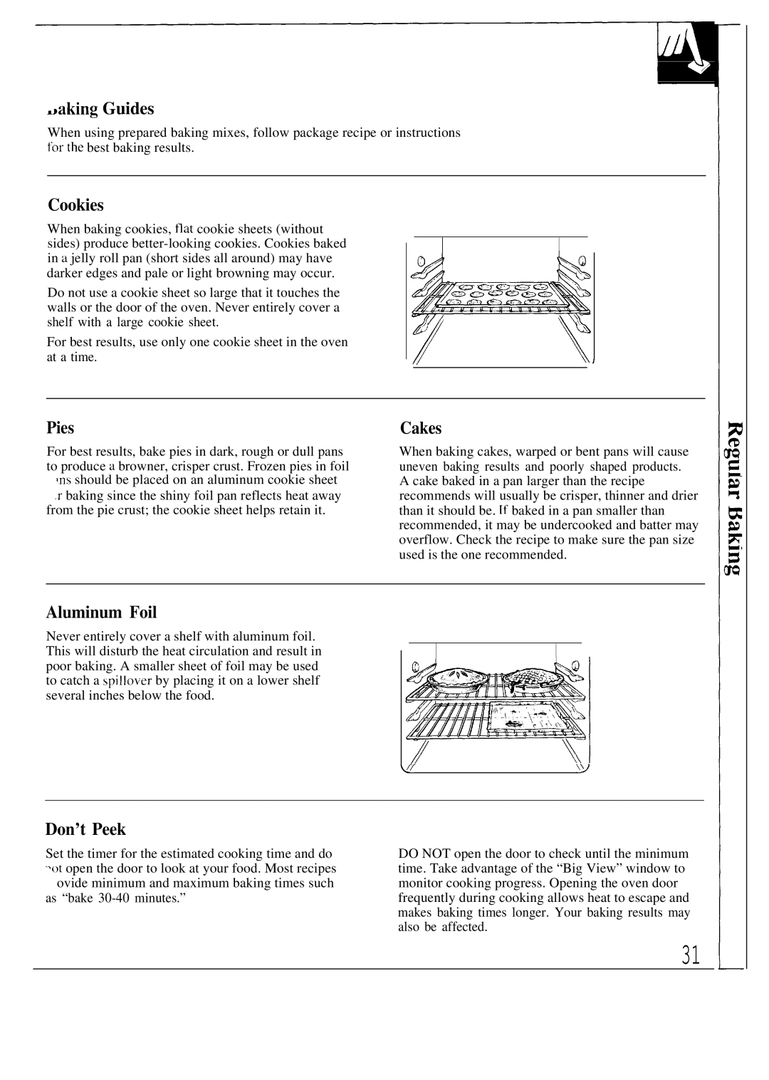 GE JBP80 warranty Fiaking Guides, Cookies, Pies, Cakes, Aluminum Foil, Don’t Peek 