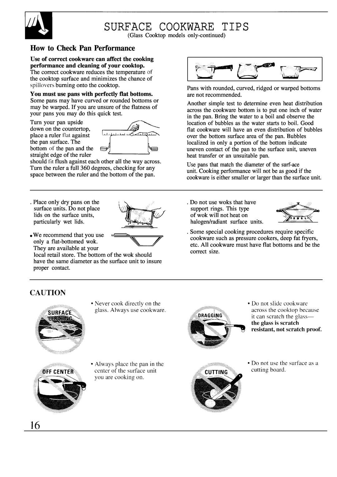 GE JBP80 warranty How to Check Pan Performance, Surface Cookware Tips 