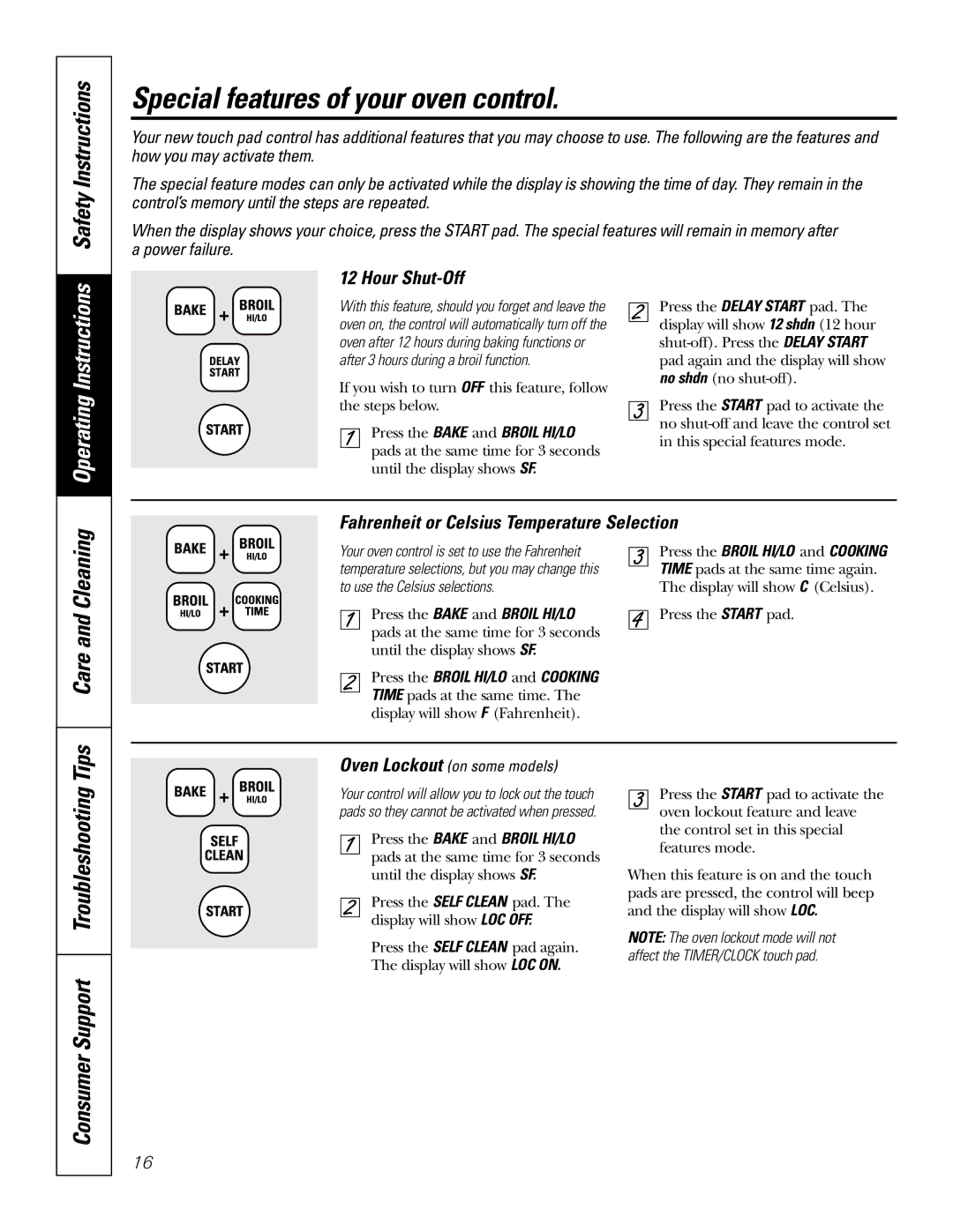 GE JBP82, JBP83 owner manual Special features of your oven control, Safety Instructions, Care and Cleaning, Hour Shut-Off 