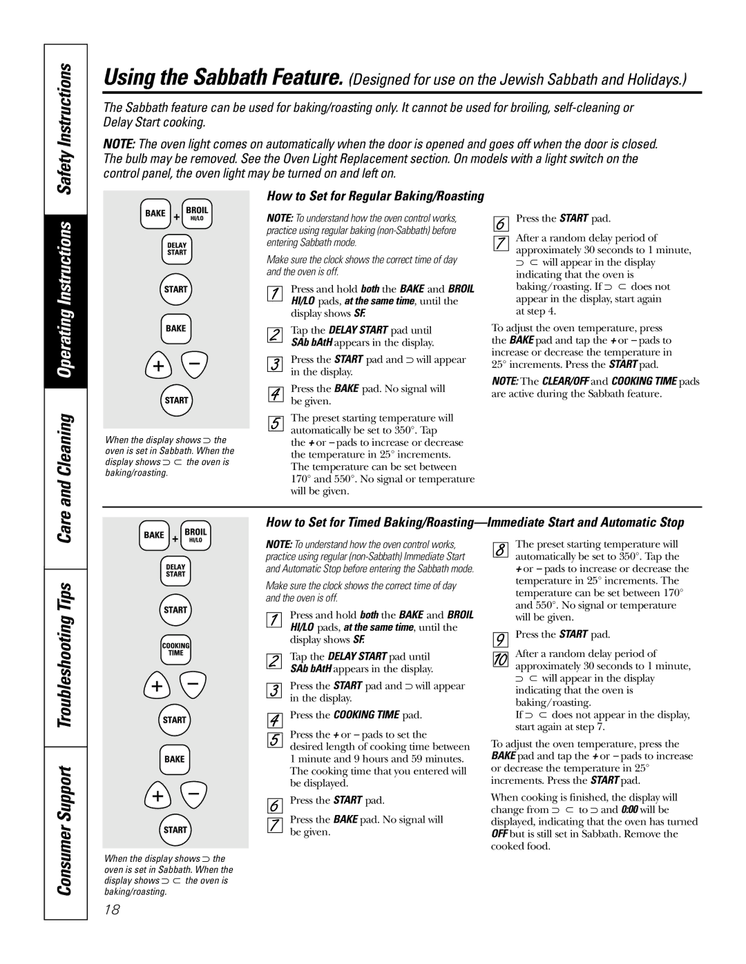 GE JBP82 Cleaning Operating Instructions, Consumer Support Troubleshooting Tips, How to Set for Regular Baking/Roasting 