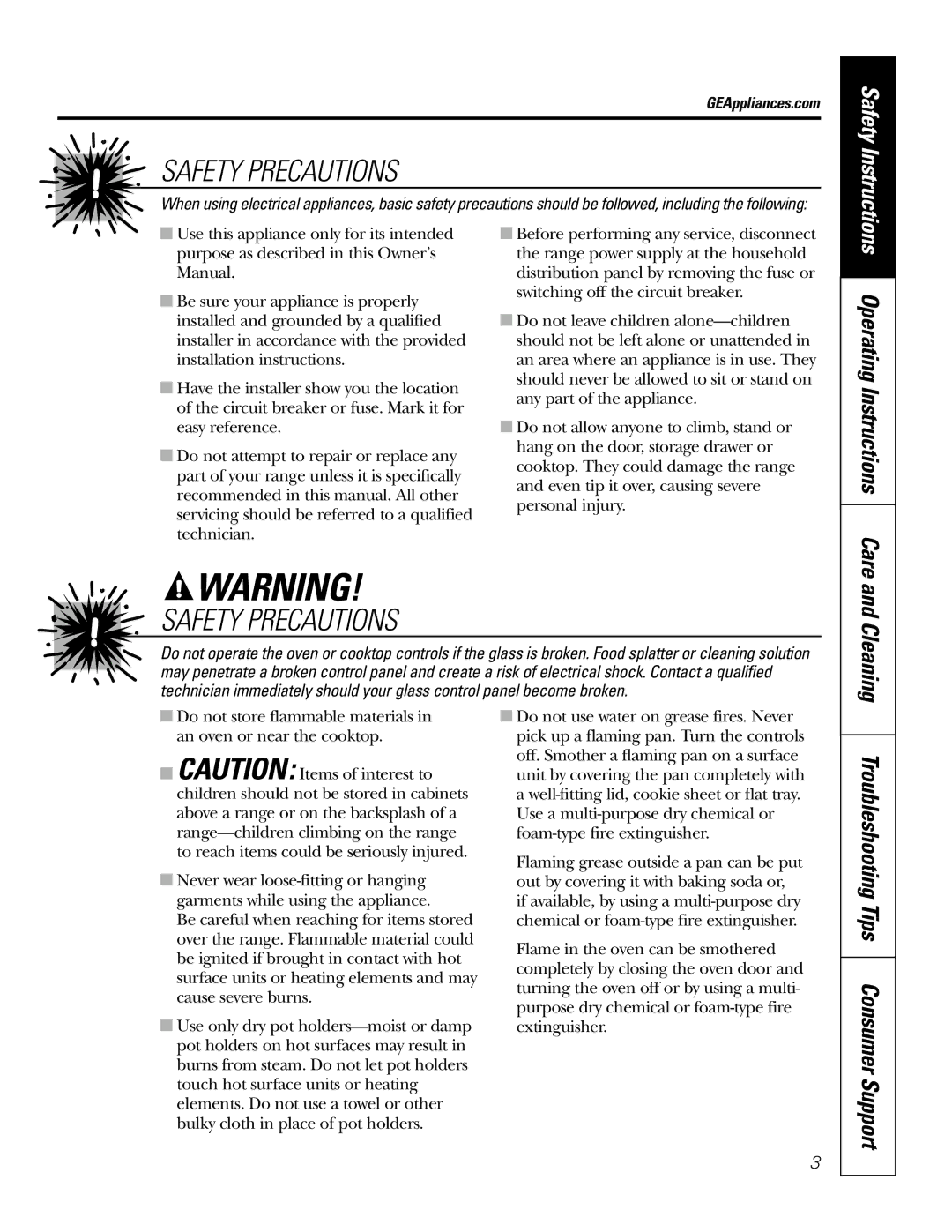 GE JBP83, JBP82 owner manual Troubleshooting Tips Consumer Support, GEAppliances.com 