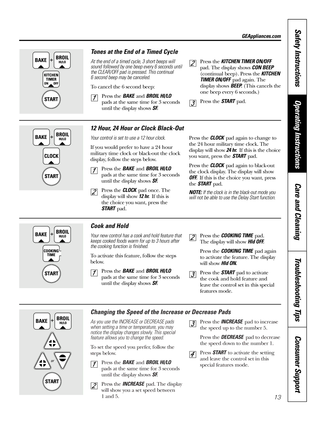 GE JBP82 owner manual Instructions, Care, Cleaning Troubleshooting 