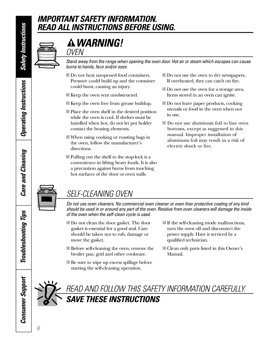 GE JBP82 owner manual Tips Care, Troubleshooting, Consumer Support 