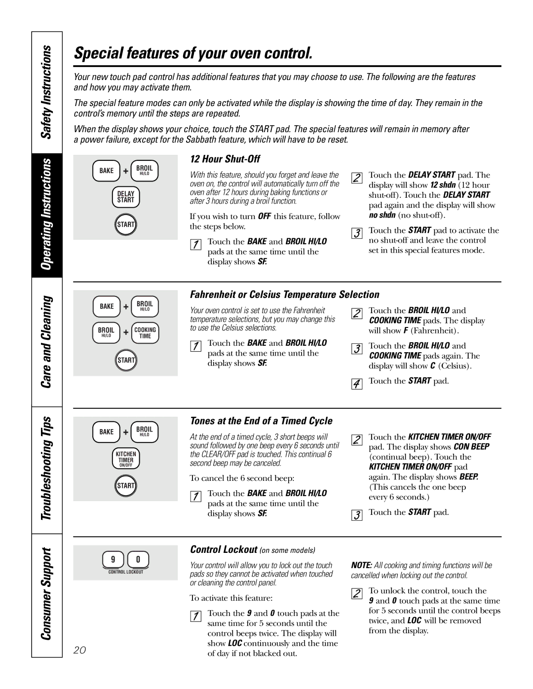 GE JBP84 owner manual Special features of your oven control, Safety Instructions, Troubleshooting Tips Care and Cleaning 