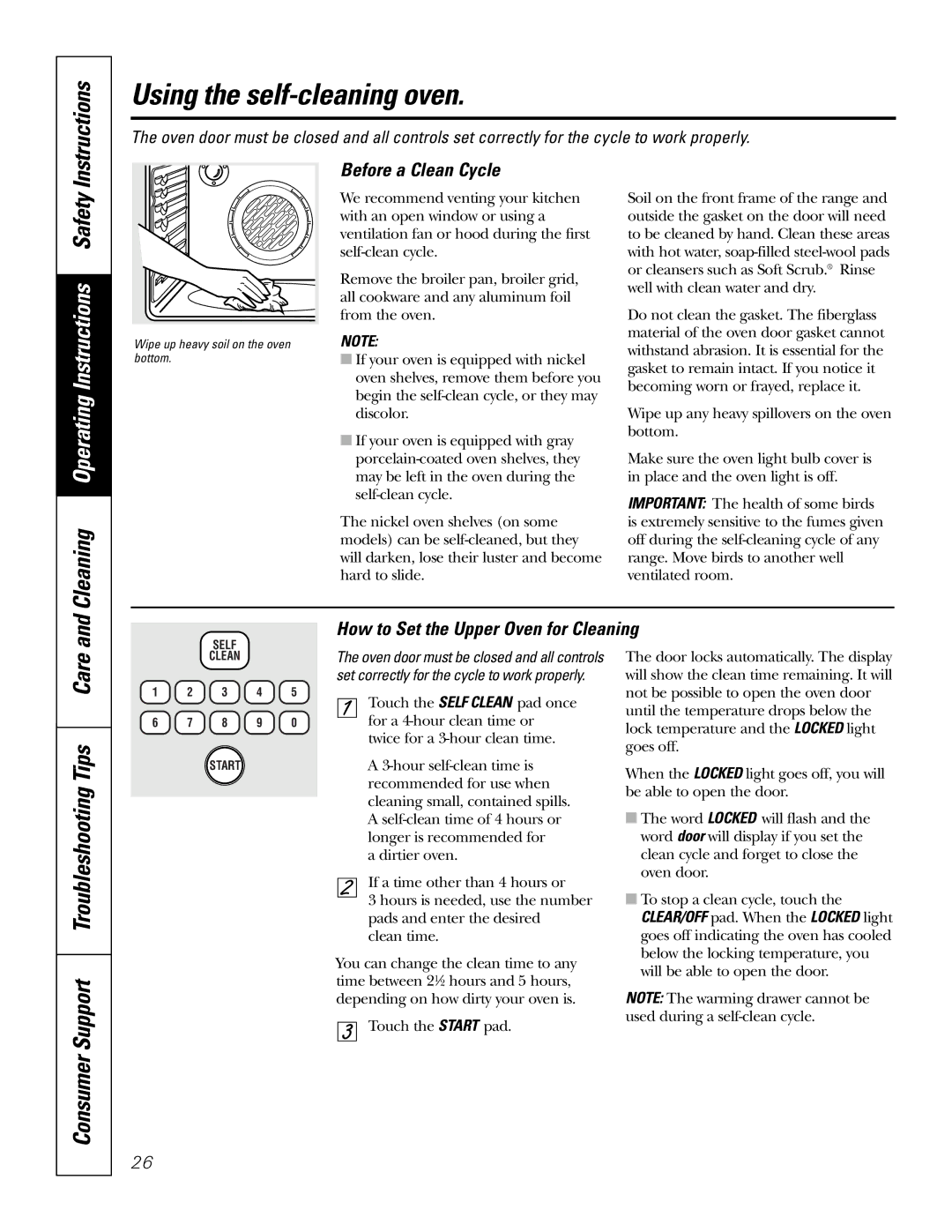 GE JBP84 owner manual Using the self-cleaning oven, Consumer Support Troubleshooting Tips Care, Before a Clean Cycle 