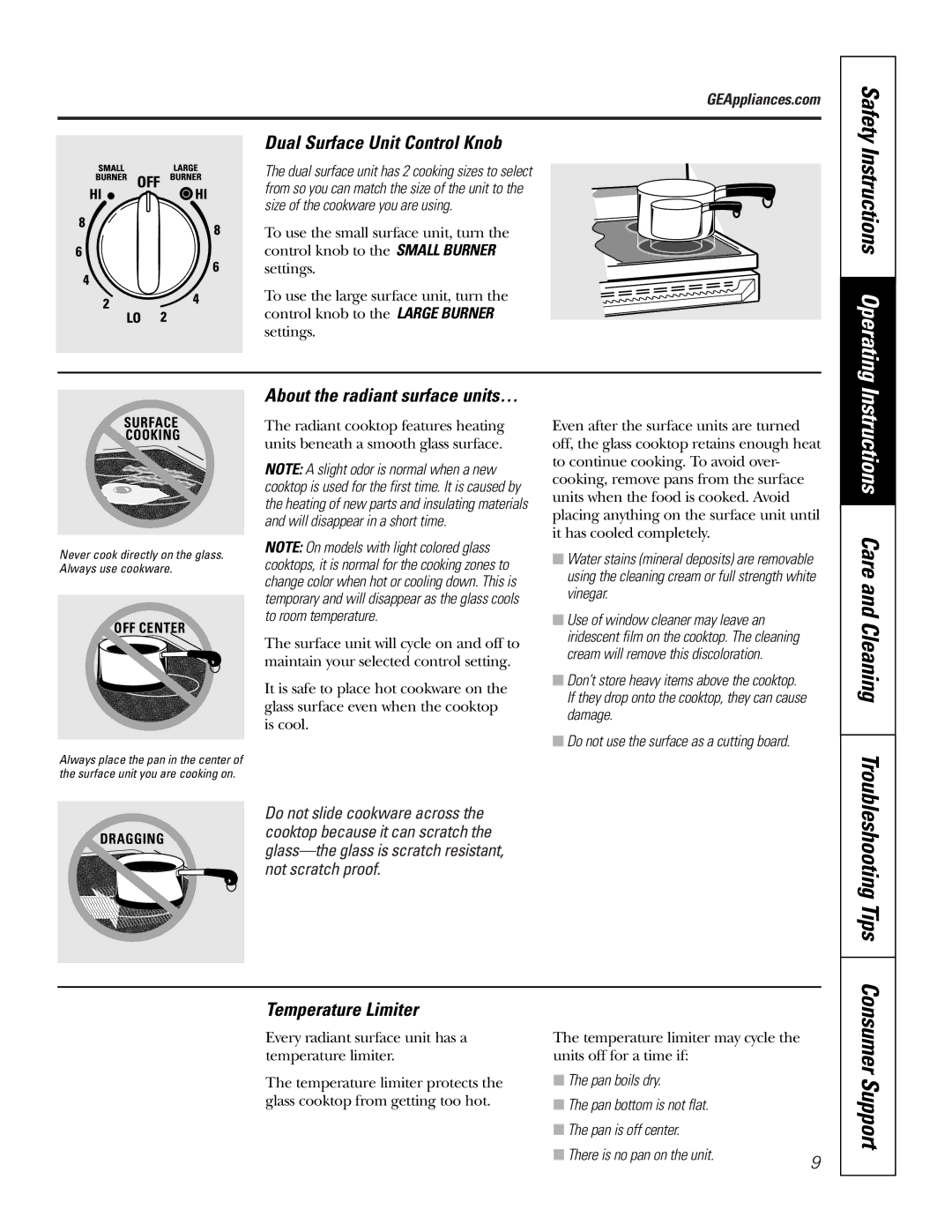 GE JBP84 owner manual Safety Instructions Operating, Instructions Care and Cleaning, Troubleshooting Tips 