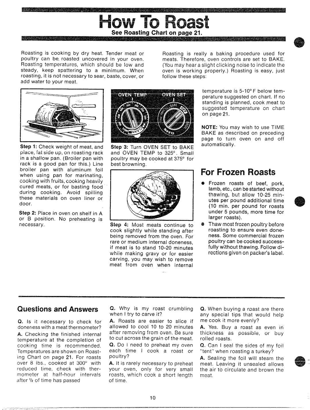 GE JBP87GD, 49-4540 manual For Frozen, SeeRoasting chart on BxJqe, Imd Answers 