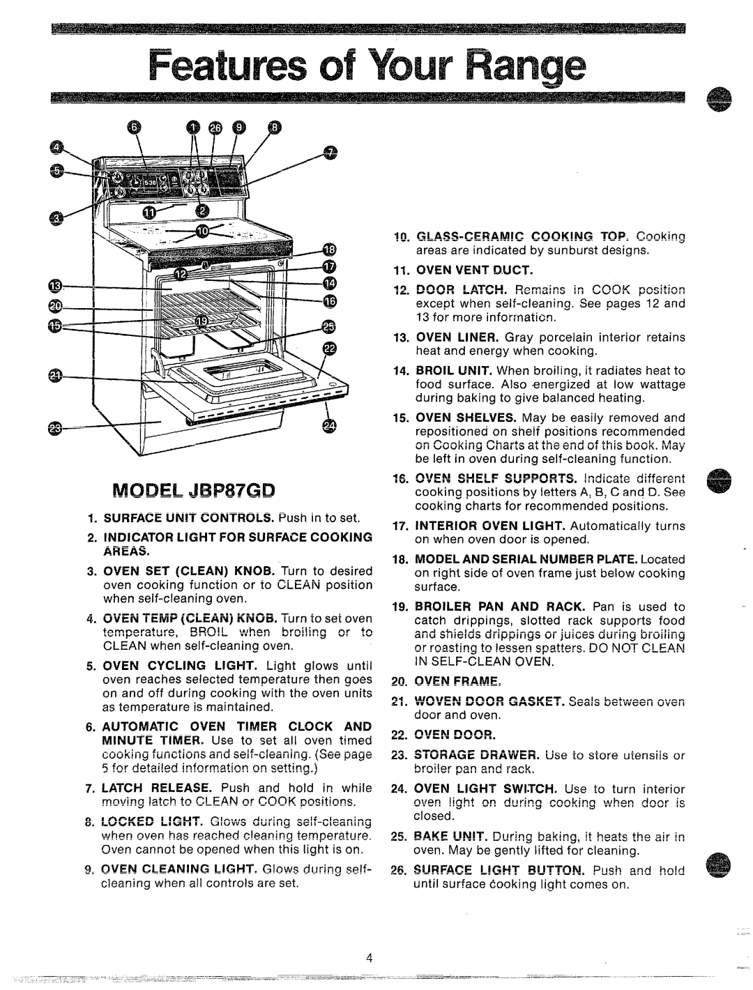 GE JBP87GD, 49-4540 manual Indicator Light for Surface Cooking Areas 