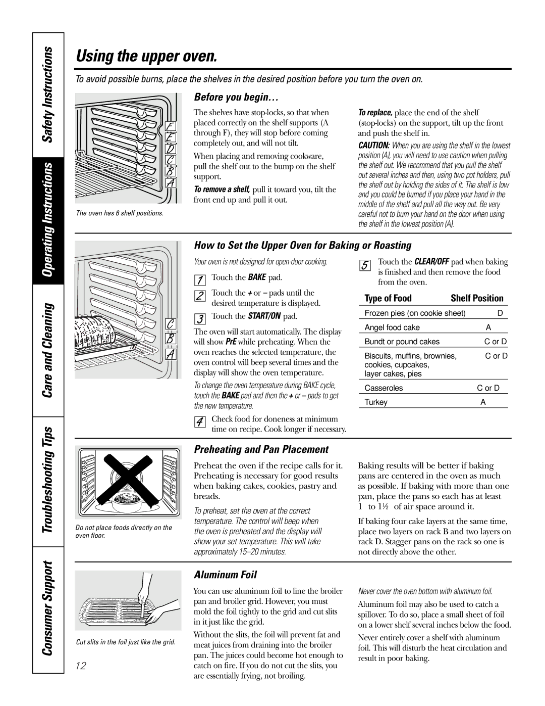 GE JBP89 owner manual Using the upper oven, Tips 