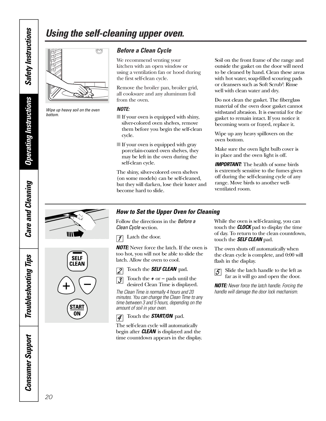 GE JBP89 owner manual Using the self-cleaning upper oven, How to Set the Upper Oven for Cleaning 