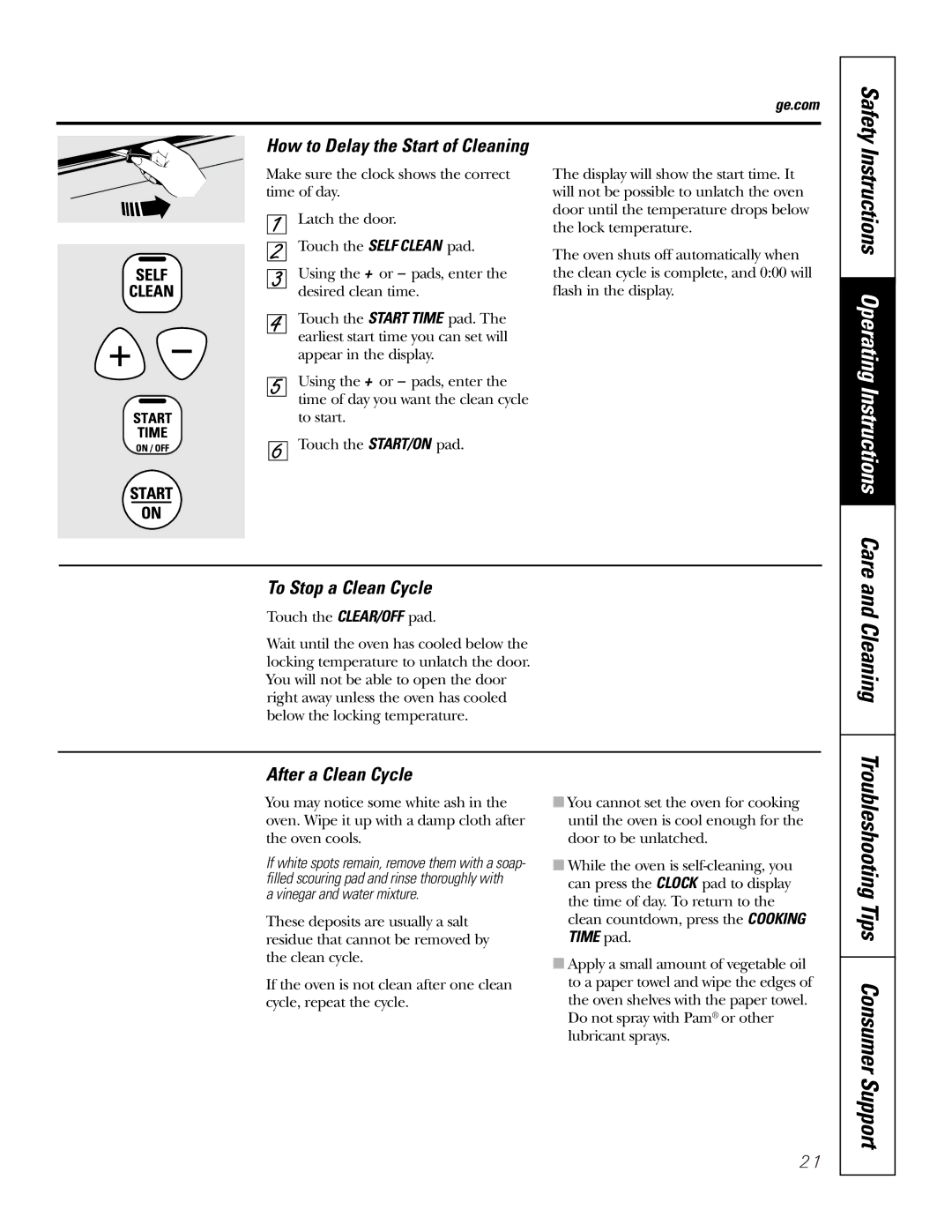 GE JBP89 owner manual How to Delay the Start of Cleaning, To Stop a Clean Cycle, After a Clean Cycle 