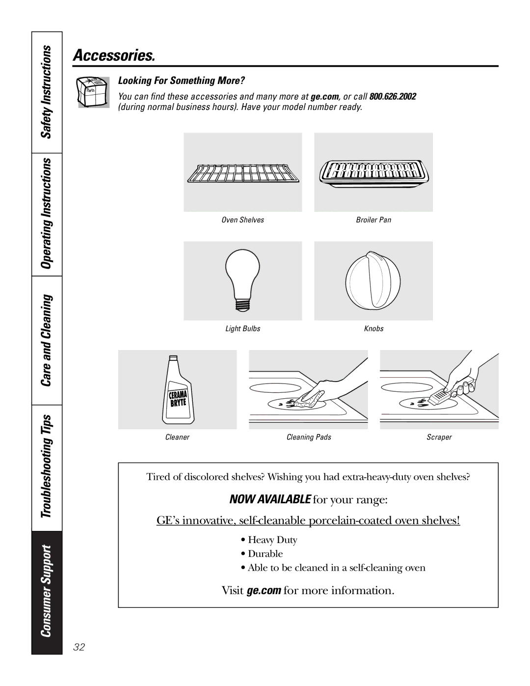 GE JBP89 owner manual Accessories, Looking For Something More? 